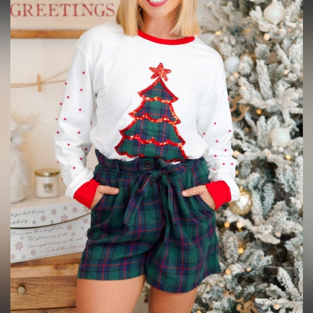 NWT XL Grace + Emma Festive Christmas Tree Long Sleeve Top